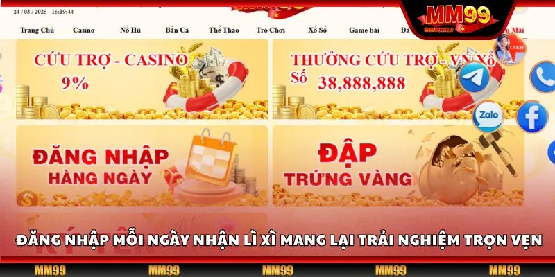 Đăng nhập mỗi ngày nhận lì xì mang lại trải nghiệm giải trí trọn vẹn