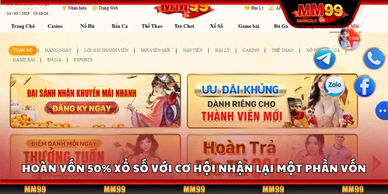 Hoàn vốn 50% xổ số tại MM99 với cơ hội nhận lại một phần vốn