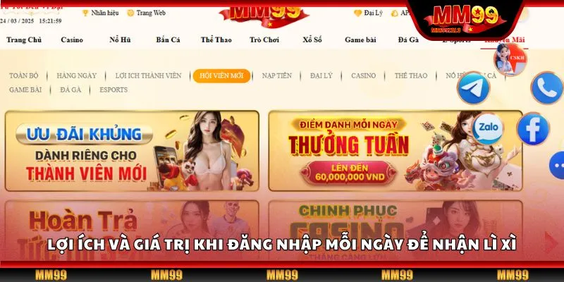 Lợi ích và giá trị khi đăng nhập mỗi ngày để nhận lì xì